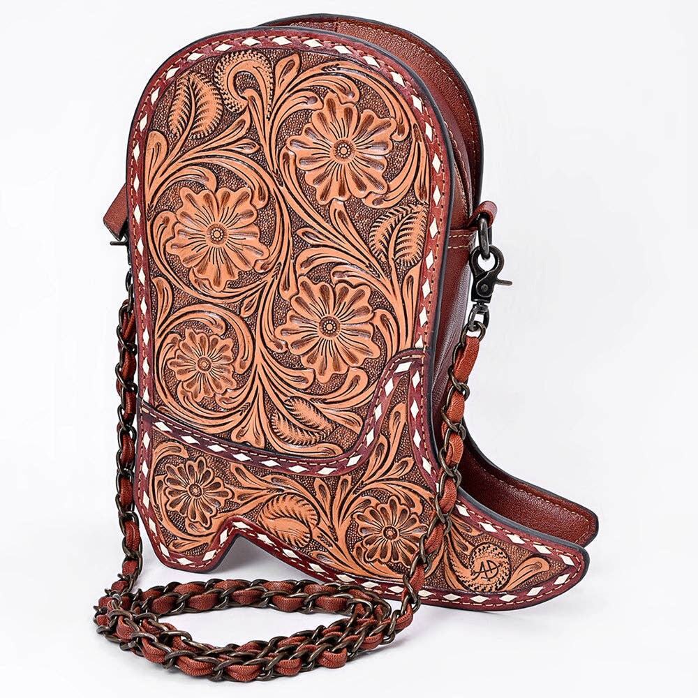 American Darling Western Floral Hand-Tooled Leather Crossbody Bag